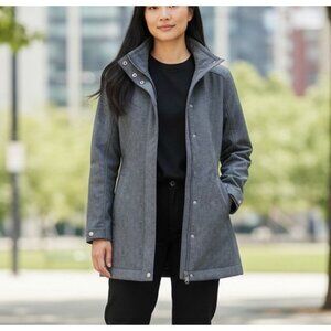 TITLE NINE T9 Womens Sz XL Gray Print Zip Softshell Fleece Lined Jacket Coat